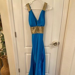 Jovani Dress Blue & Gold